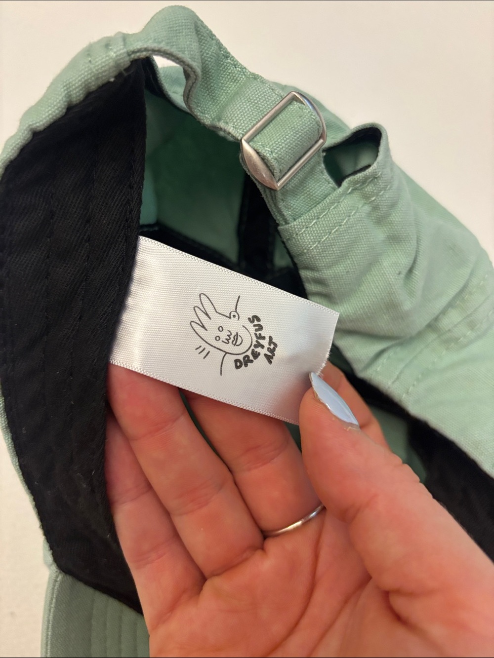 Mint Green Strapback Cap with Drawings Tag - Picture 3 of 4